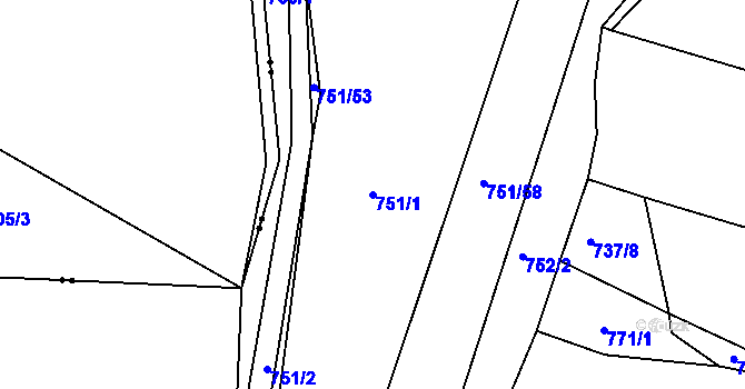 Parcela st. 751/1 v KÚ Dobrotice u Chanovic, Katastrální mapa