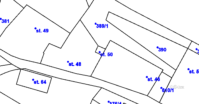 Parcela st. 50 v KÚ Holkovice, Katastrální mapa