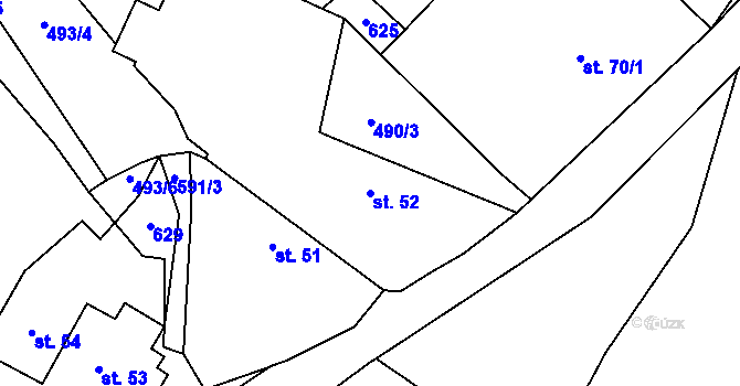 Parcela st. 52 v KÚ Holkovice, Katastrální mapa