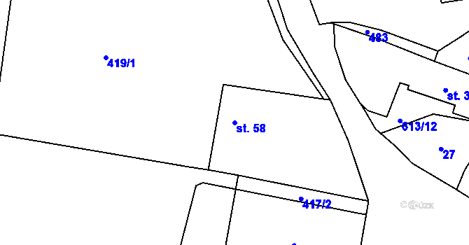Parcela st. 58 v KÚ Holkovice, Katastrální mapa