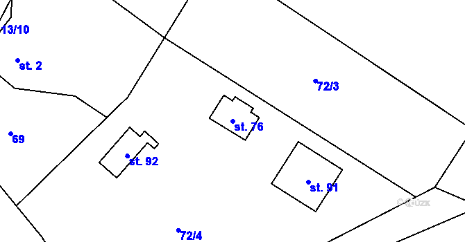 Parcela st. 76 v KÚ Holkovice, Katastrální mapa
