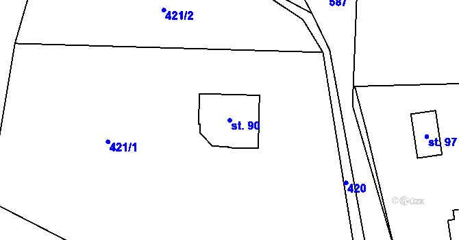 Parcela st. 90 v KÚ Holkovice, Katastrální mapa