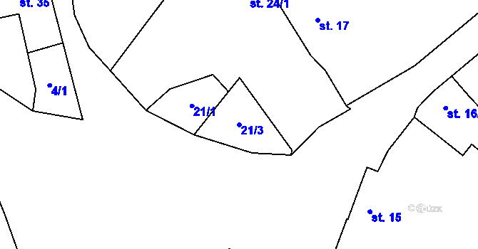 Parcela st. 21/3 v KÚ Holkovice, Katastrální mapa