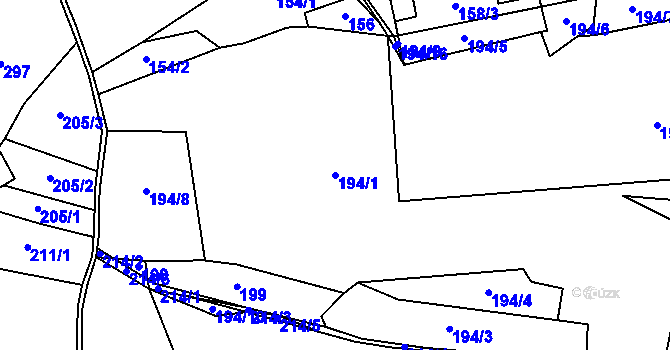 Parcela st. 194/1 v KÚ Holkovice, Katastrální mapa