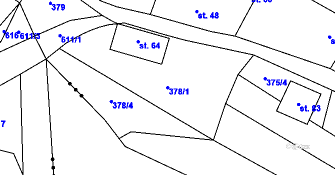 Parcela st. 378/1 v KÚ Holkovice, Katastrální mapa
