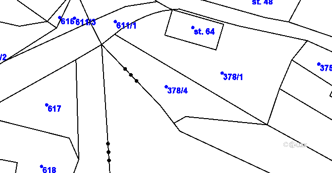 Parcela st. 378/4 v KÚ Holkovice, Katastrální mapa