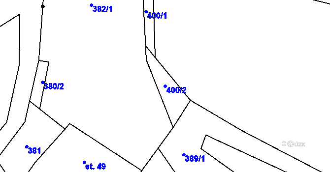 Parcela st. 400/2 v KÚ Holkovice, Katastrální mapa
