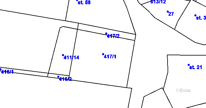 Parcela st. 417/1 v KÚ Holkovice, Katastrální mapa