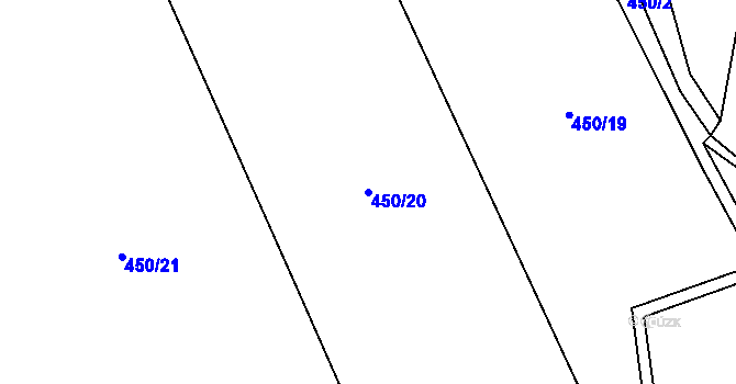 Parcela st. 450/20 v KÚ Holkovice, Katastrální mapa