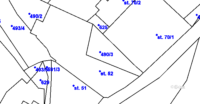 Parcela st. 490/3 v KÚ Holkovice, Katastrální mapa