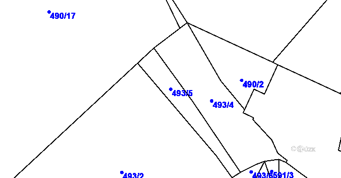 Parcela st. 493/5 v KÚ Holkovice, Katastrální mapa