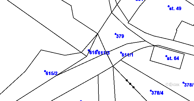 Parcela st. 611/3 v KÚ Holkovice, Katastrální mapa