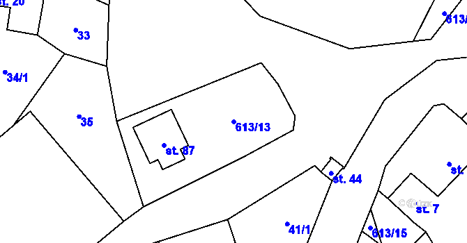 Parcela st. 613/13 v KÚ Holkovice, Katastrální mapa