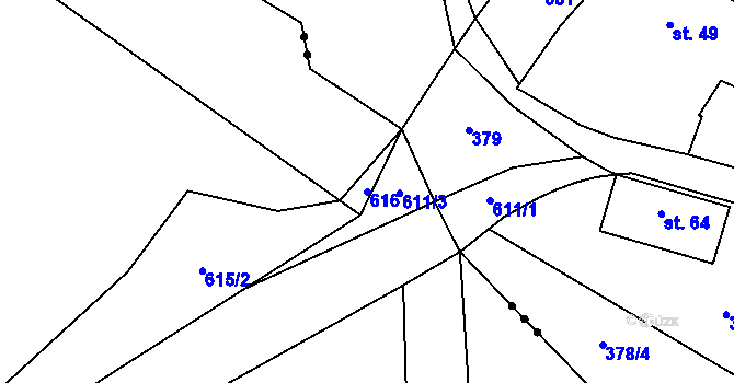 Parcela st. 616 v KÚ Holkovice, Katastrální mapa