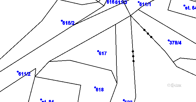Parcela st. 617 v KÚ Holkovice, Katastrální mapa