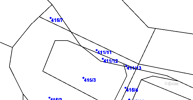 Parcela st. 411/11 v KÚ Holkovice, Katastrální mapa