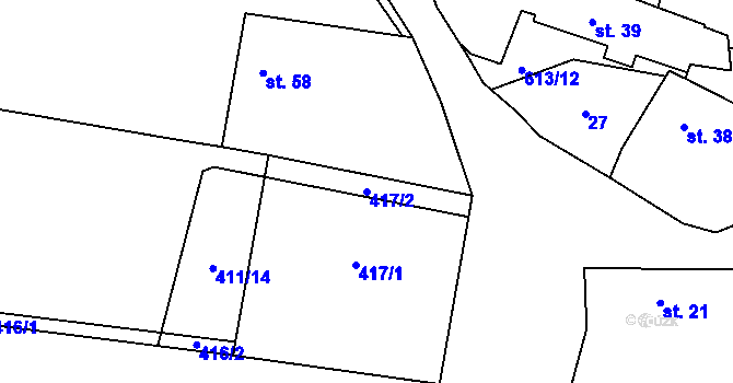 Parcela st. 417/2 v KÚ Holkovice, Katastrální mapa