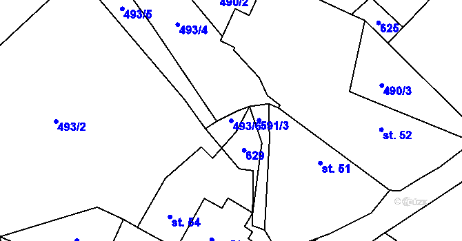 Parcela st. 493/6 v KÚ Holkovice, Katastrální mapa