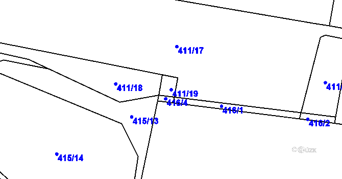 Parcela st. 411/19 v KÚ Holkovice, Katastrální mapa