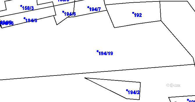Parcela st. 194/19 v KÚ Holkovice, Katastrální mapa