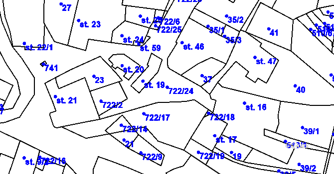 Parcela st. 722/24 v KÚ Chanovice, Katastrální mapa