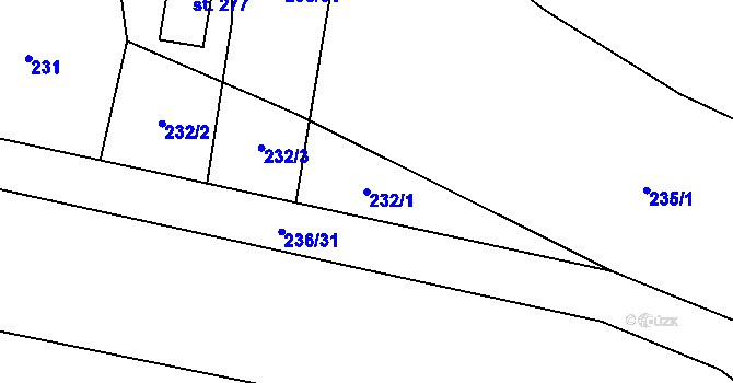 Parcela st. 232/1 v KÚ Chanovice, Katastrální mapa
