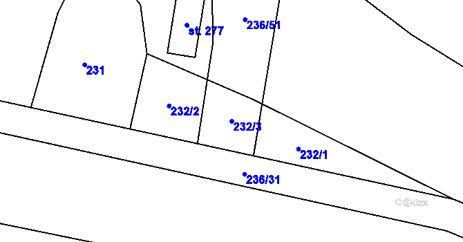 Parcela st. 232/3 v KÚ Chanovice, Katastrální mapa
