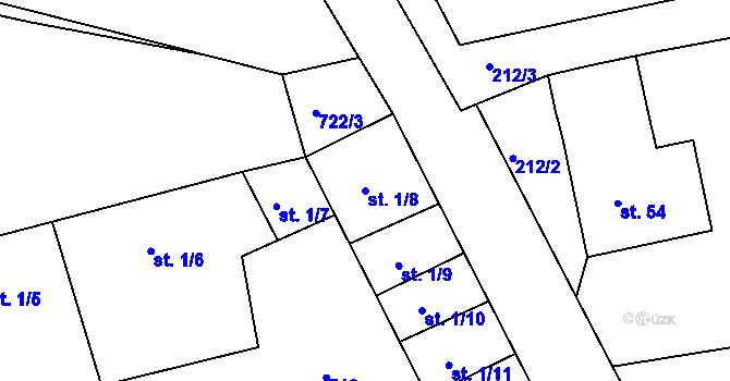 Parcela st. 1/8 v KÚ Chanovice, Katastrální mapa