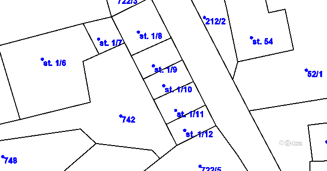 Parcela st. 1/10 v KÚ Chanovice, Katastrální mapa