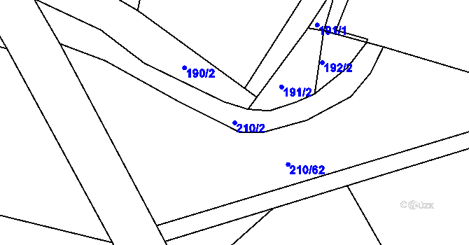 Parcela st. 210/2 v KÚ Chanovice, Katastrální mapa