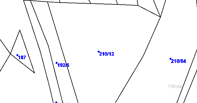 Parcela st. 210/12 v KÚ Chanovice, Katastrální mapa