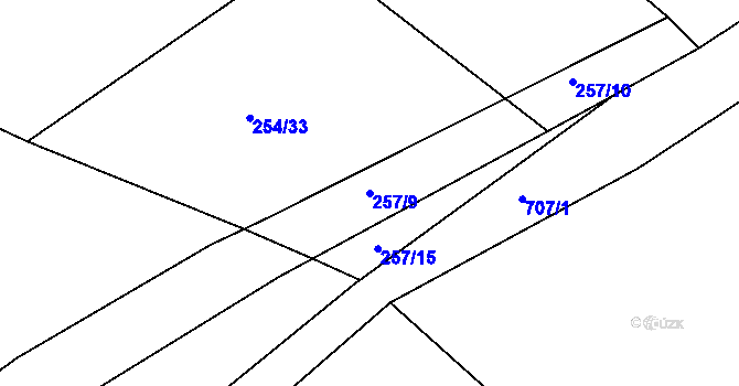 Parcela st. 257/9 v KÚ Chanovice, Katastrální mapa