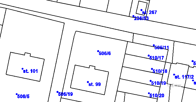 Parcela st. 506/6 v KÚ Chanovice, Katastrální mapa