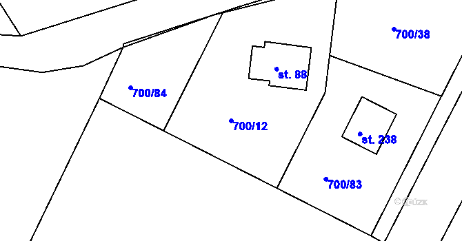 Parcela st. 700/12 v KÚ Chanovice, Katastrální mapa