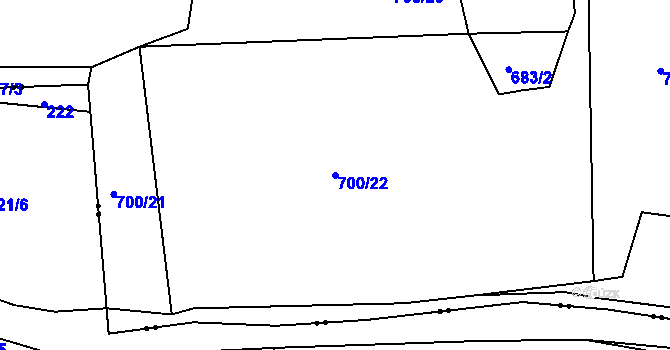 Parcela st. 700/22 v KÚ Chanovice, Katastrální mapa