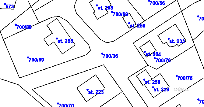 Parcela st. 700/36 v KÚ Chanovice, Katastrální mapa