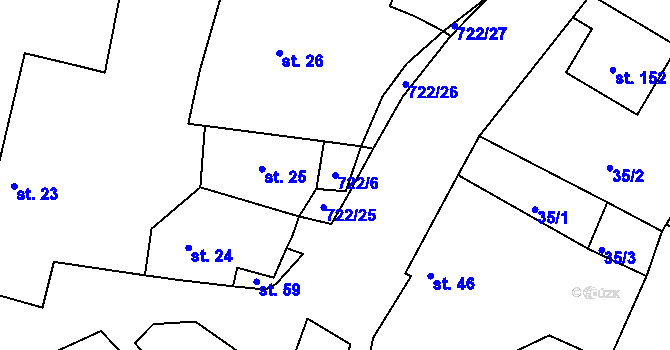 Parcela st. 722/6 v KÚ Chanovice, Katastrální mapa