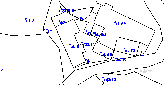 Parcela st. 722/11 v KÚ Chanovice, Katastrální mapa