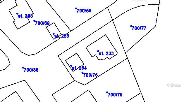Parcela st. 233 v KÚ Chanovice, Katastrální mapa