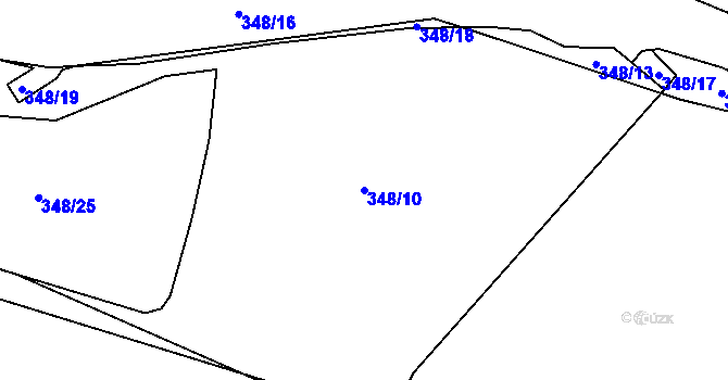 Parcela st. 348/10 v KÚ Chanovice, Katastrální mapa