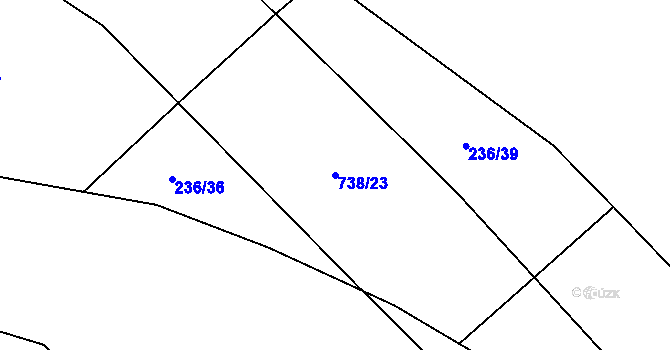 Parcela st. 738/23 v KÚ Chanovice, Katastrální mapa