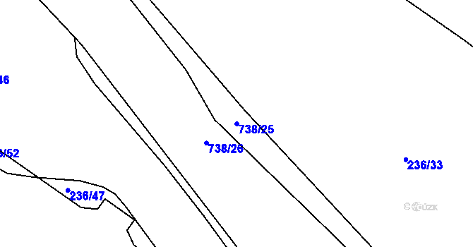 Parcela st. 738/25 v KÚ Chanovice, Katastrální mapa