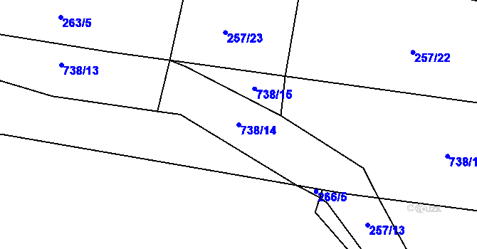 Parcela st. 738/14 v KÚ Chanovice, Katastrální mapa