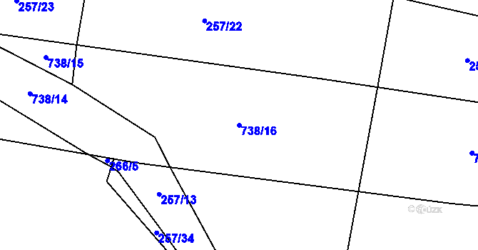 Parcela st. 738/16 v KÚ Chanovice, Katastrální mapa