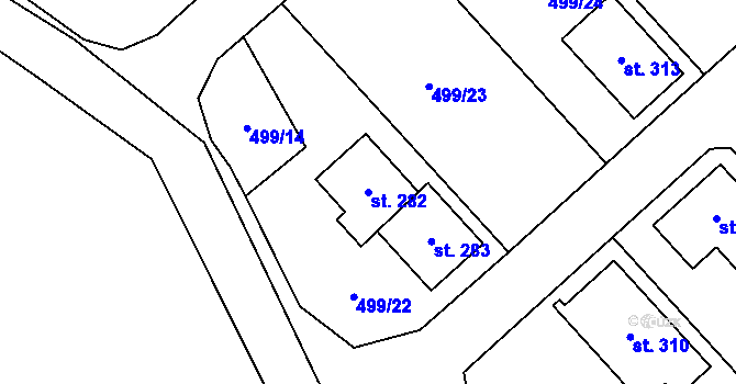 Parcela st. 282 v KÚ Chanovice, Katastrální mapa