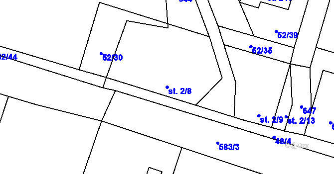Parcela st. 2/8 v KÚ Charvatce u Jabkenic, Katastrální mapa