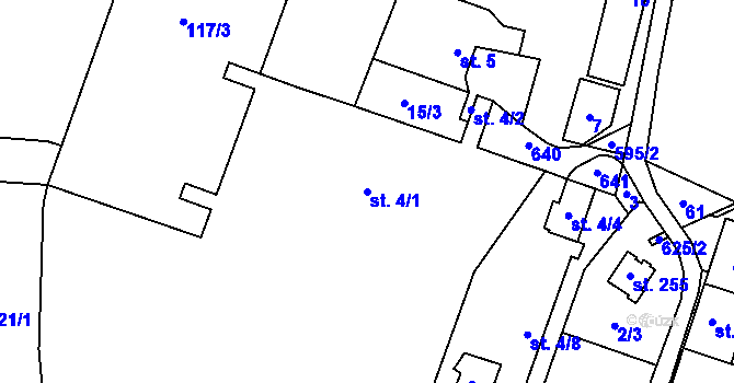 Parcela st. 4/1 v KÚ Charvatce u Jabkenic, Katastrální mapa