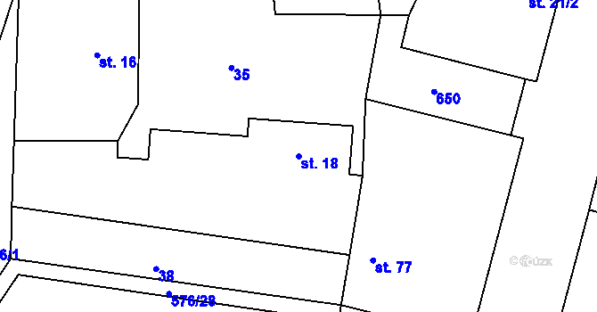 Parcela st. 18 v KÚ Charvatce u Jabkenic, Katastrální mapa