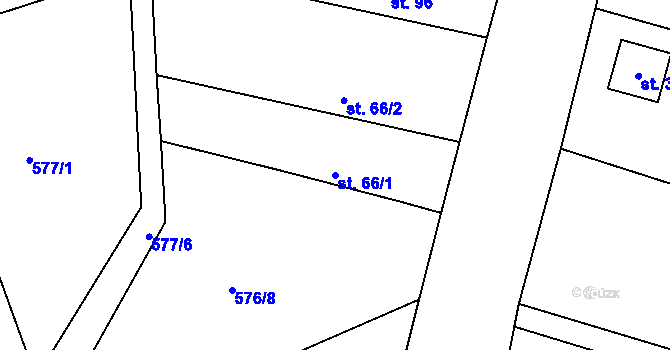 Parcela st. 66/1 v KÚ Charvatce u Jabkenic, Katastrální mapa