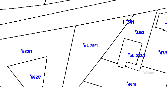Parcela st. 79/1 v KÚ Charvatce u Jabkenic, Katastrální mapa